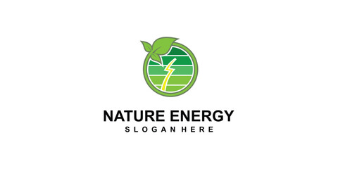Simple nature energy logo design with modern concept| premium  vector