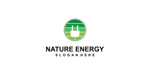 Simple nature energy logo design with modern concept| premium  vector