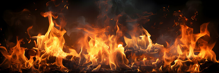 Fire flames on a dark background
