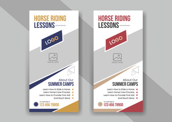 Horse riding lessons dl flyer advertisement or horseback rack card/poster/leaflet template