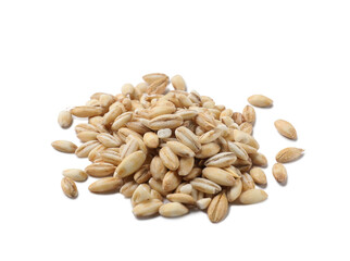 Pile of raw pearl barley isolated on white