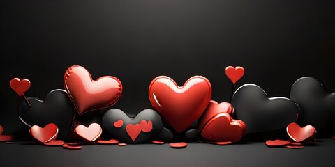 two hearts on dark background