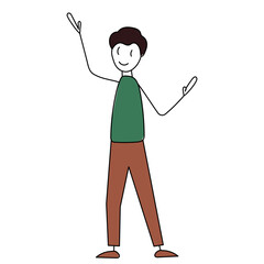 man rejoices, simple figurine on white background vector