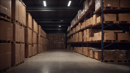 Busy Warehouse Overflowing With Packed Boxes, Ready for Shipment and Storage. Generative AI.