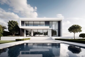 modern house with pool