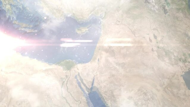 Zoom in from space and focus on Tulkarm, State of Palestine. 3D Animation. Background for travel intro. Elements of this image furnished by NASA.