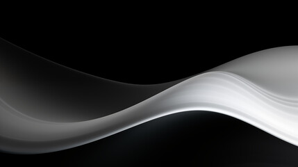 Néon effet flou, vague en mouvement, noir et blanc sur fond noir. Pour conception et création graphique, bannière.