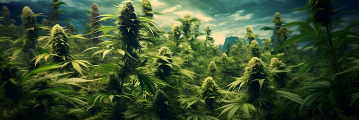 Marijuana plantation, CBD medicinal marijuana - obrazy, fototapety, plakaty