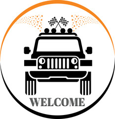 welcome and car logo vector