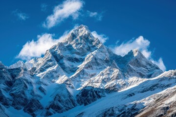 Obraz premium Capture the grandeur of snow-capped peaks against a clear blue sky