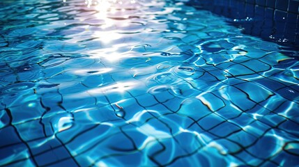 Naklejka premium Blue pool water surface, abstract summer fresh background