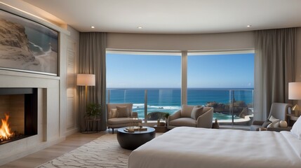 Fototapeta premium modern living room with fireplace