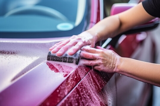 Cleaning The Car With Foam,car Wash Shop Stock Photo, Picture and Royalty  Free Image. Image 45861035.