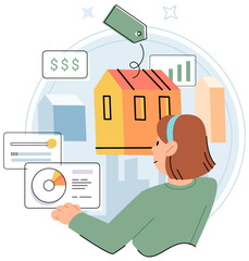 House for sale. Vector illustration Buying residential property involved considering future resale value and market demand The buying house concept embodied dream safe and comfortable home