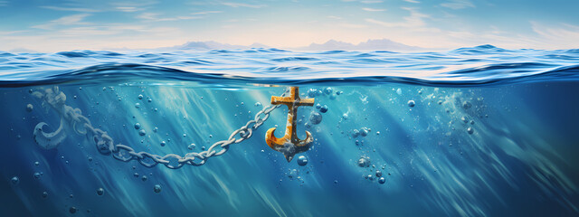 Fototapeta premium Aquatic Eternity: The Anchor's Reflective Depths