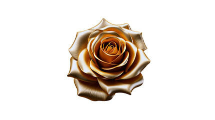 big Gold rose isolated, gold flower blooming on white background