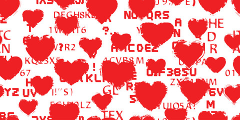 Vector Illustration. Seamless Pattern . Vintage Heart Background. Abstract endless pattern with grunge hearts. 