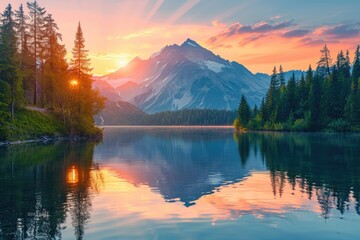 Fototapeta na wymiar sunrise over the lake. 
