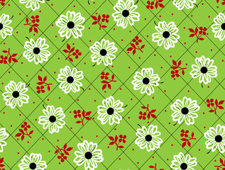 Abstract Digital Hand Drawn Seamless Floral Pattern Background. Ready for print allover flower textile design and texture.