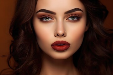 Fototapeta premium Beauty portrait of african american girl with brown makeup.