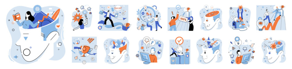 Fototapeta premium Brainstorming vector illustration. The creative process is dance where brainstorming leads choreography success Success in business is quilt woven by skilled hands brainstorming and creativity