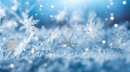 Fototapeta na wymiar Winter Tranquility: Capturing the Serenity of Glistening Snowflakes