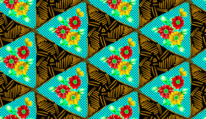 Abstract Digital Hand Drawn Seamless Floral Pattern Background. Ready for print allover flower textile design and texture.