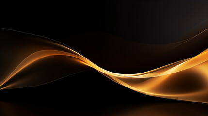 Fototapeta premium Néon effet flou, vague en mouvement, doré, or sur fond noir. Pour conception et création graphique, bannière.