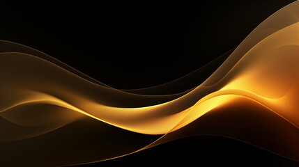 Néon effet flou, vague en mouvement, doré, or sur fond noir. Pour conception et création graphique, bannière.