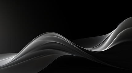 Néon effet flou, vague en mouvement, noir et gris sur fond noir. Pour conception et création graphique, bannière.