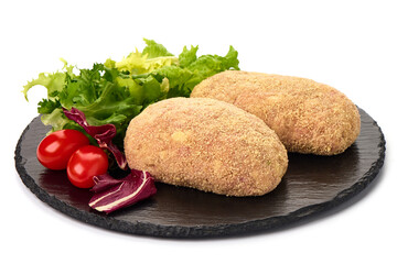 Meatballs in breadcrumbs, isolated on white background. High resolution image.