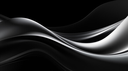 Fototapeta premium Néon effet flou, vague en mouvement, noir et gris sur fond noir. Pour conception et création graphique, bannière.