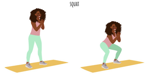 Young woman doing squat exercise