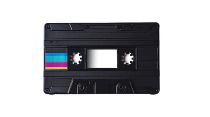 oldschool black cassette tape on transparent background