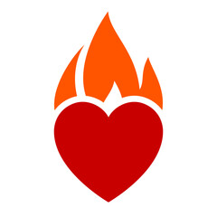 Fire flame, hot heart symbol, can be used for logo and brand name, vector illustration.