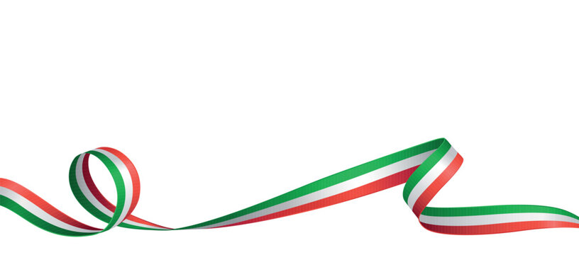 Italian flag ribbon. Curly ribbon on white background.  Vector illustration.