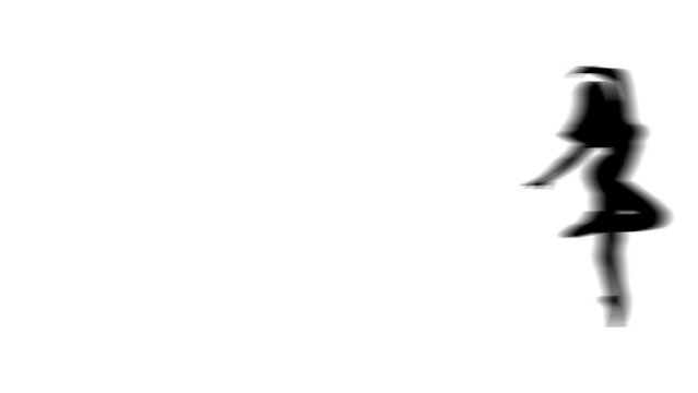Animation set, ballerina symbol. Animations: transparency, zooms, transition top to down, transition left to right, slide up to down, slide left to right