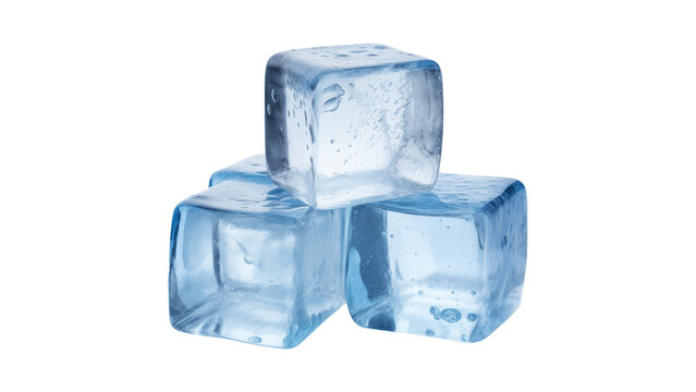 Cube ice cut out. Frozen cube of ice. Blue cube of ice cut out