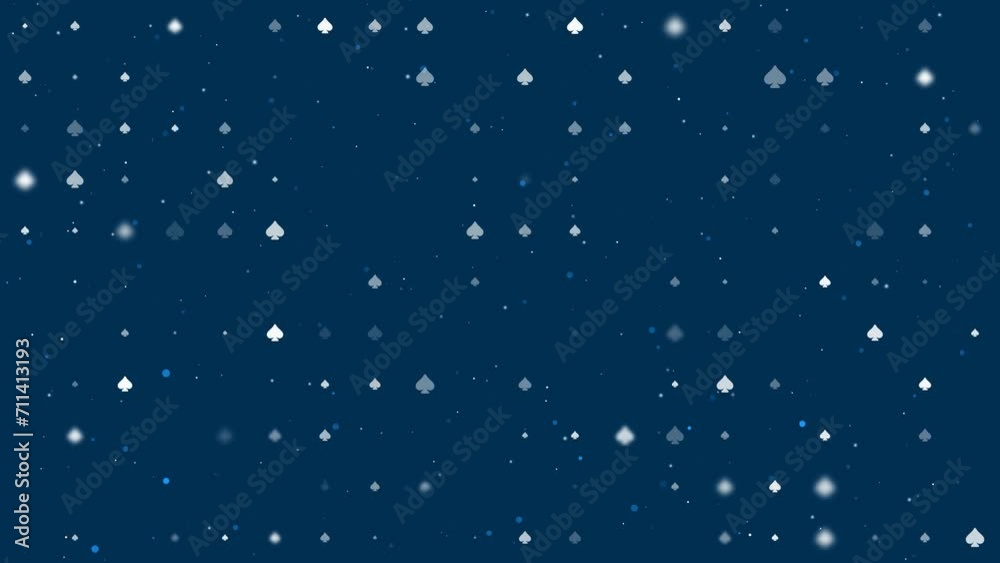 Poster template animation of evenly spaced spades of different sizes and opacity. animation of transparency