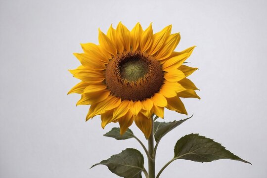 sunflower on white background, copy space