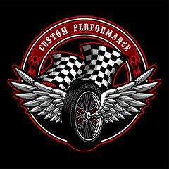motorbike tire with wings vector design