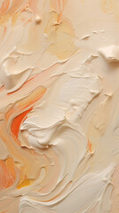 Abstract acrylic paint background in white, orange and beige colors.