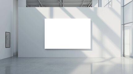 isolated Blank White Wall Mockup in a Modern Gallery Interior, png