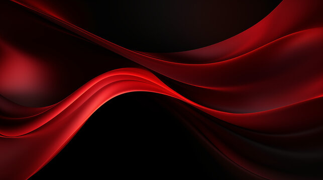 Néon effet flou, vague en mouvement, rouge sur fond noir. Pour conception et création graphique, bannière. © FlyStun