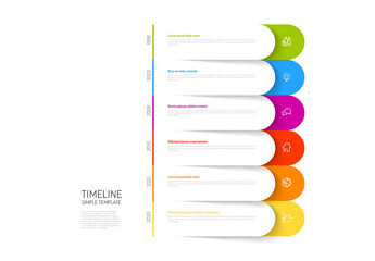 Simple vertical infographic timeline template made from white rounded paper stripes
