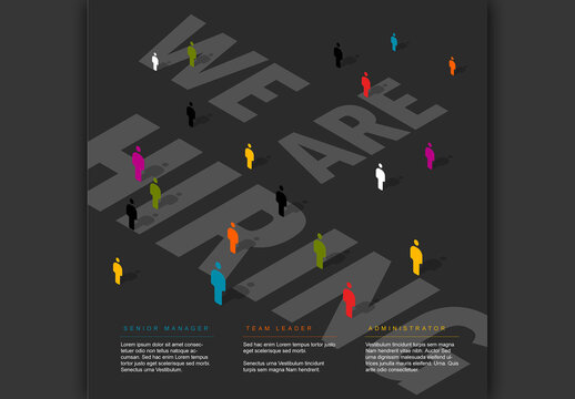 We are hiring minimalistic dark flyer template - dark version with color people