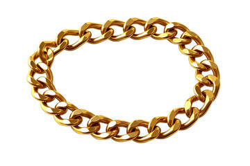 Obraz premium Realistic gold circle frame chain texture. Golden round chains link isolated on a Transparent background. Generative AI