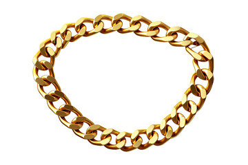 Obraz premium Realistic gold circle frame chain texture. Golden round chains link isolated on a Transparent background. Generative AI