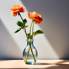 Orange flower tree branches in a transparent water bottle generative ai