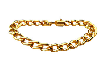 Realistic gold circle frame chain texture. Golden round chains link isolated on a Transparent background. Generative AI